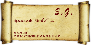 Spacsek Gréta névjegykártya